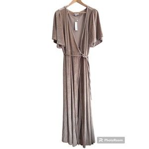 Baltic Born Womens Meghan Velvet Wrap Maxi Dress Shell Champagne Size XL NWT